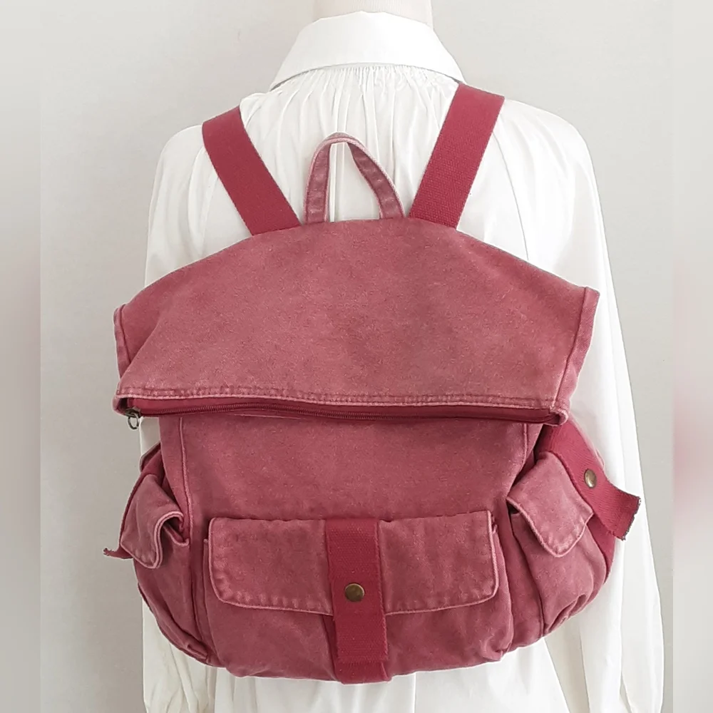 Unbranded Plum Canvas Roll-Top Backpack